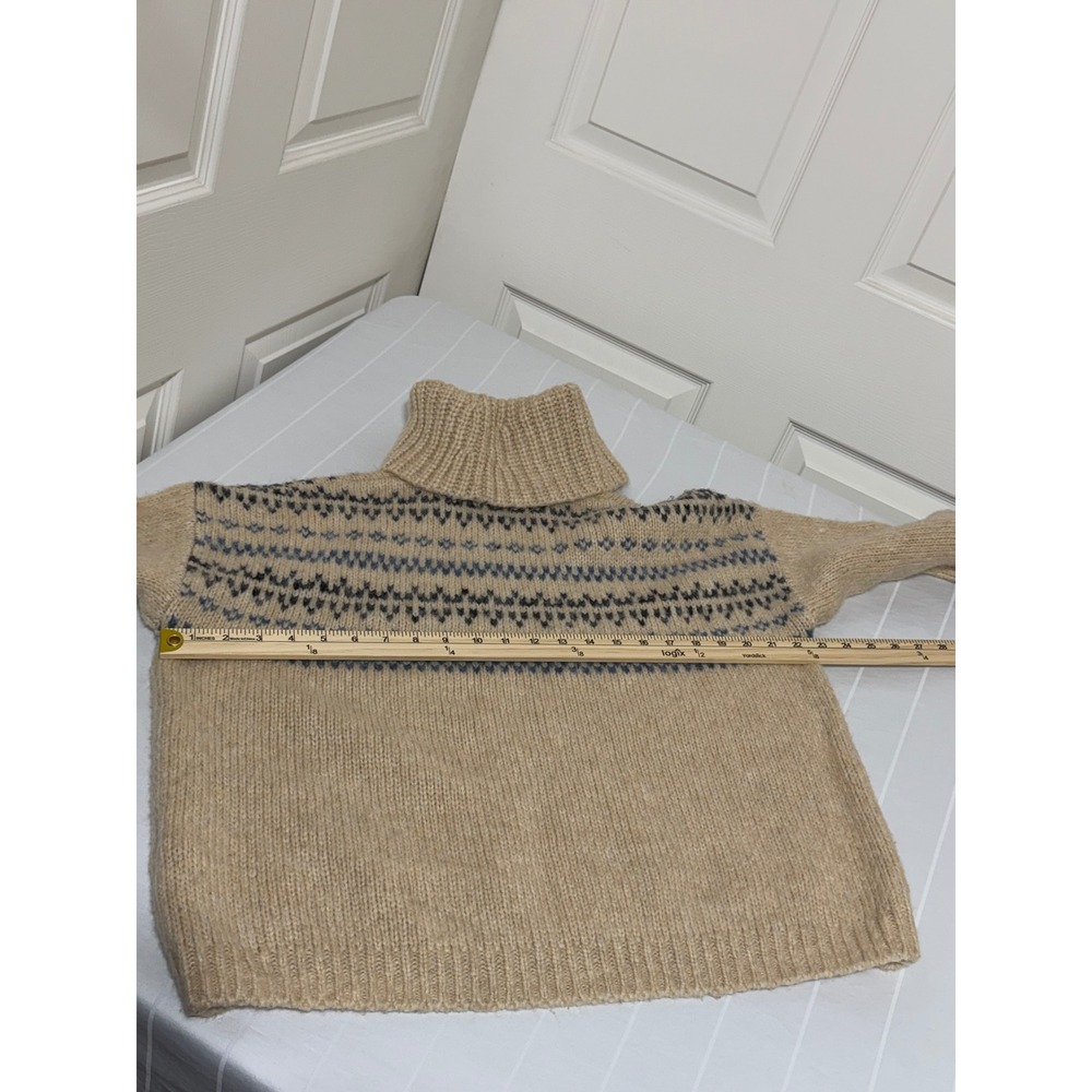 J. Crew Tan Fair Isle Wool Blend Turtleneck Sweater CKP458151535 - Picture 3 of 7